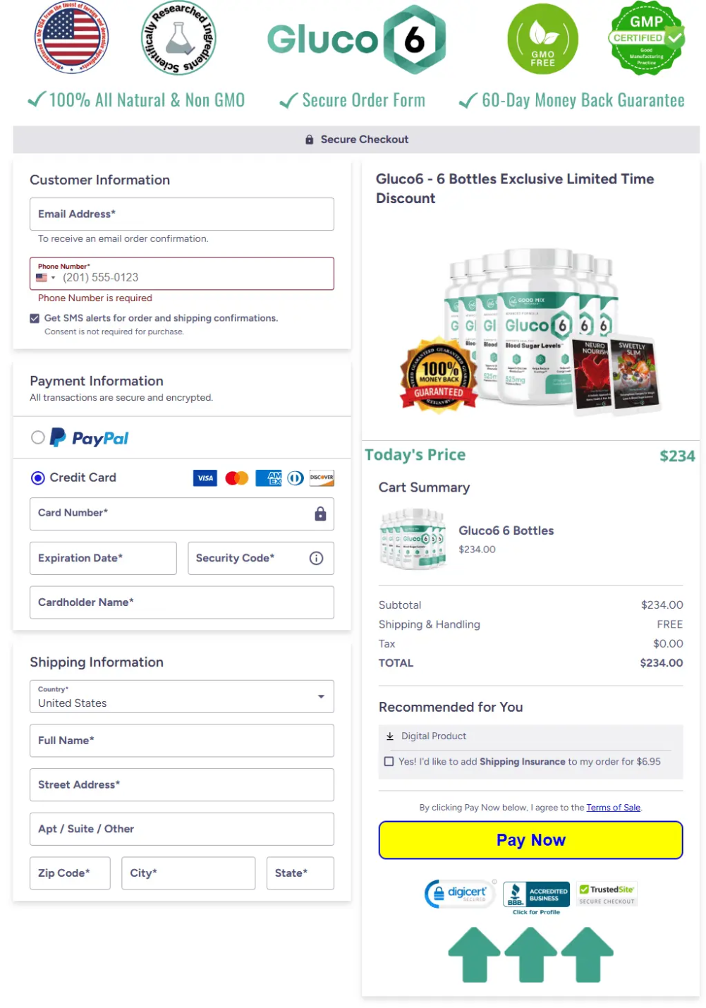 Gluco6 secure checkout badge indicating safe, encrypted, and trusted online purchase